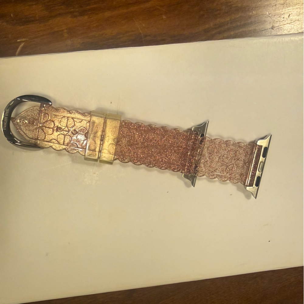 Kate Spade Clear Pink Silicone Apple Watch Strap 38mm 40mm 41mm KSS0147 - Picture 5 of 5